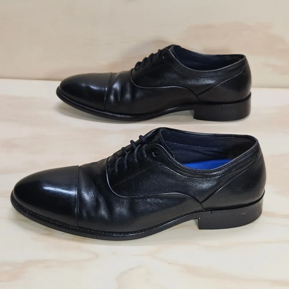 Johnston & Murphy Melton Black Leather Cap Toe Oxford Dress Shoes 8.5 M 59-2475